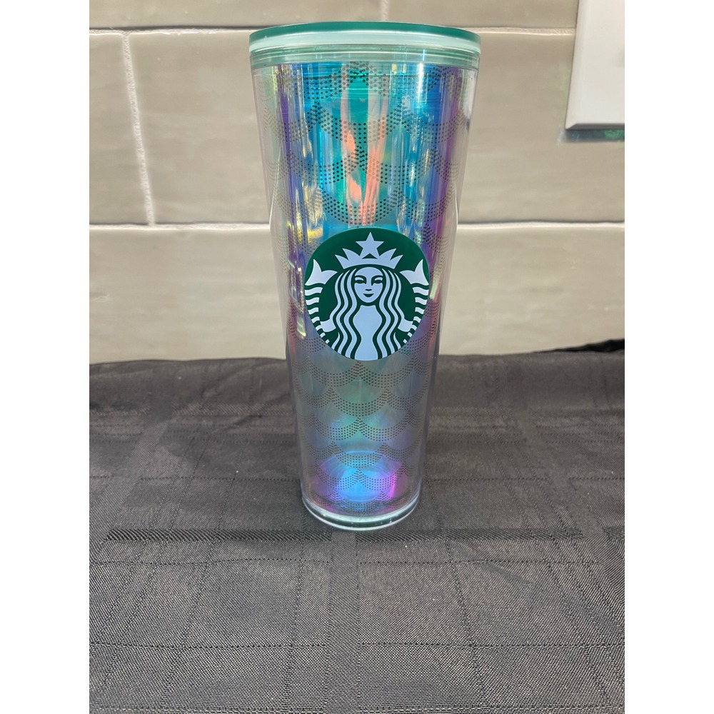 Starbucks Iridescent Tumbler Cold Cup‎ Mermaid Scale 24 oz no straw